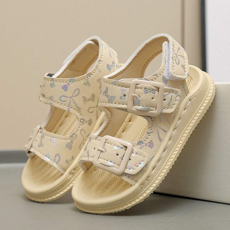 Children’s Glitter Ribbon Soft Soled Sandals