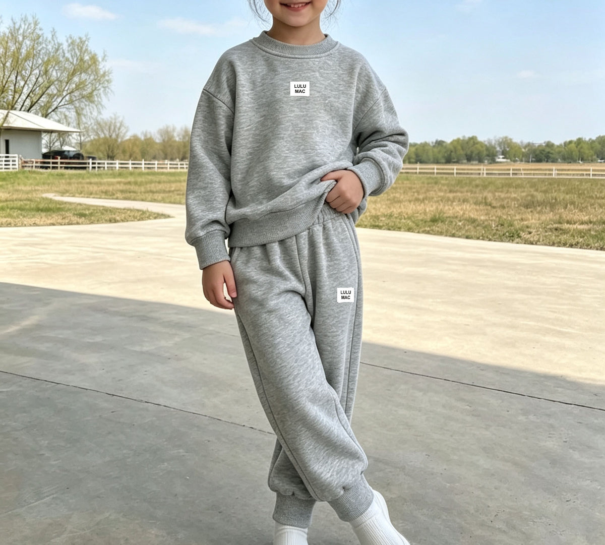 Kids Casual Tracksuit Set Long Sleeve Crewneck Sweatshirt and Jogger