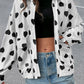 Double Flap Pocket Heart Print Collar Zip Jacket