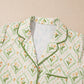 Floral Print Contrast Pipping Short Pajamas Set