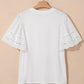 Hollow Out Embroidered Short Sleeve O Neck Top