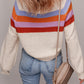Striped Color Block Loose Sleeve Chic Sweater