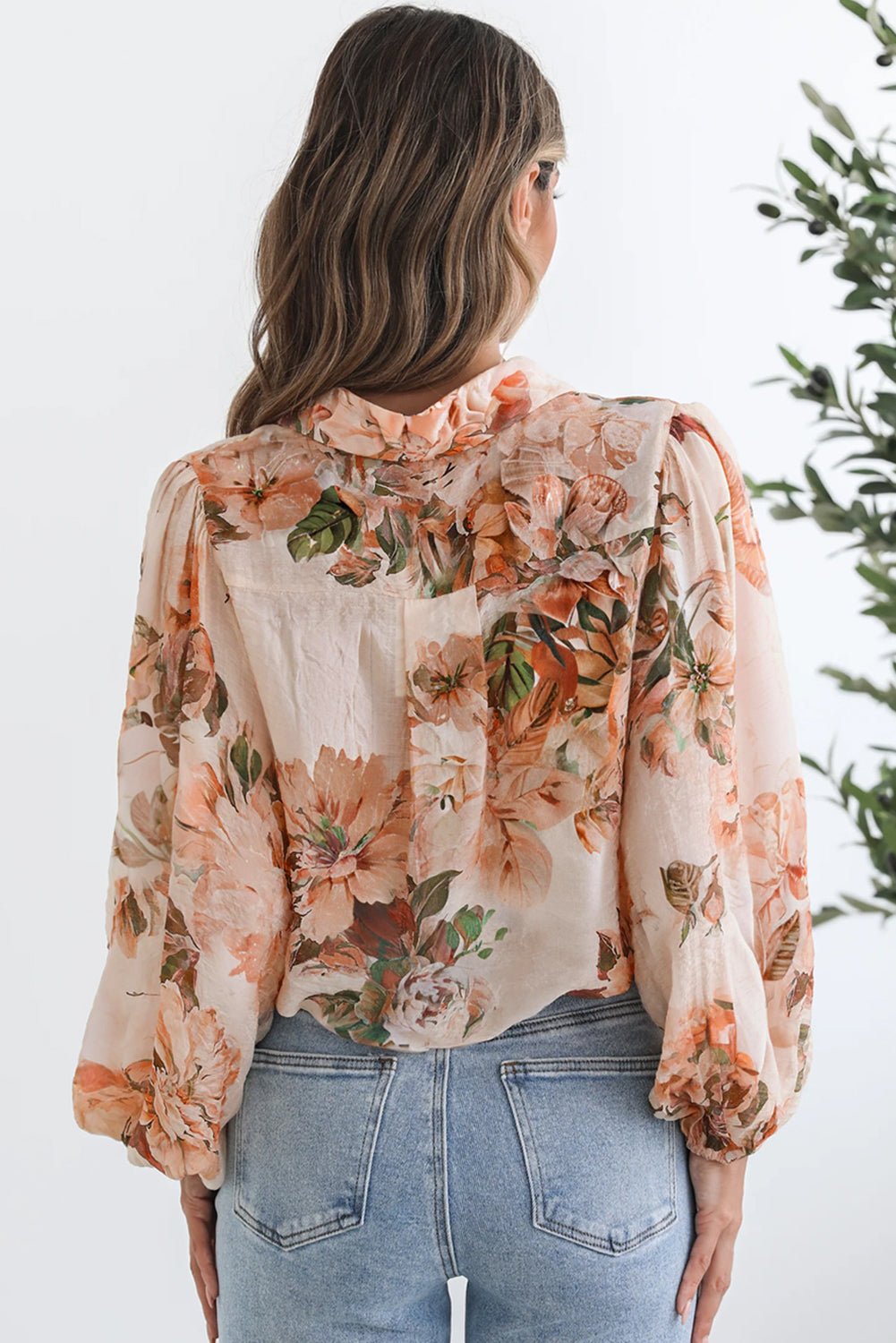 Floral Puff Sleeve Lightweight Shirt