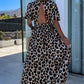 Leopard V Neck Cinched Open Back Maxi Dress