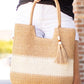 Straw Woven Tassel Decor Tote Bag