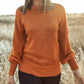 Solid Color Ribbed Trim Drop Shoulder Sweater