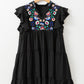 Embroidered Floral Tiered Ruffled Mini Dress