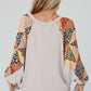 Patchwork V Neck Loose Top