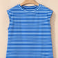 Ribbed Cap Sleeve Round Neck T Shirt