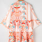 Tribal Print Bracelet Sleeve Buttoned Mini Dress