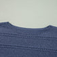 Boat Neck Drop Shoulder Pointelle Knit Sweater