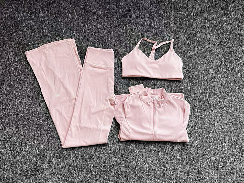 Women's Bell Bottom Pants Bra Jacket Set 3-piece Set