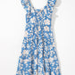 Floral U Neck Flutter Shoulder Tiered Flowy Midi Dress