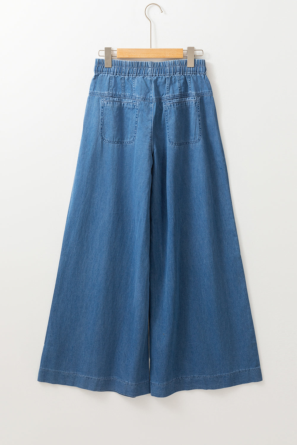 Light Wash Button Waist Wide Leg Jeans