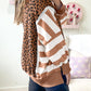 Block Patchwork Leopard Casual Sweatshirt with Slits