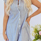 Frilled Sleeveless Collar Front Pocket Button Up Mini Dress