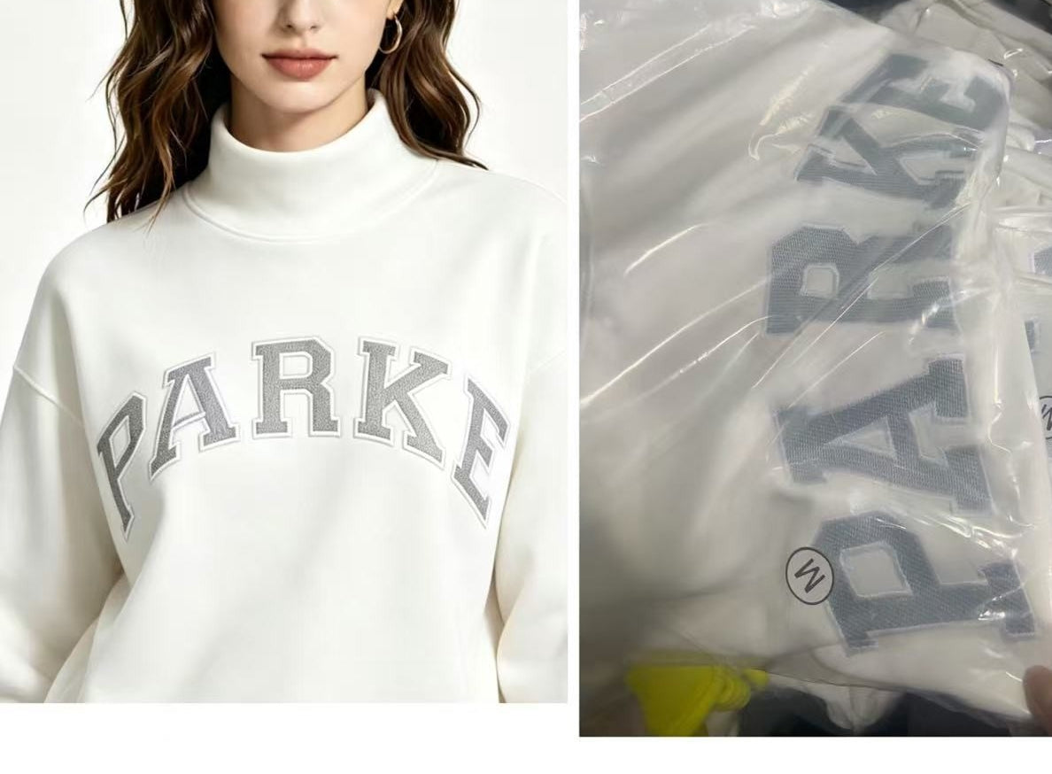 White Lettering on Gray MockNeck Sweatshirt