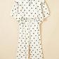 Beige Polka Dot Half Sleeve Loose Top Elastic Waist Casual Pants Set