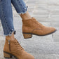 Faux Suede Zip Side Lacing Detail Ankle Boots