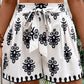 Tribal Geometric Print Belted High Waist Casual Shorts
