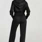 Double Zipper Hooded Jacket and Sweatpants Active Set