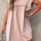 Frilled Trim Crew Neck Loose Fit Mini Dress
