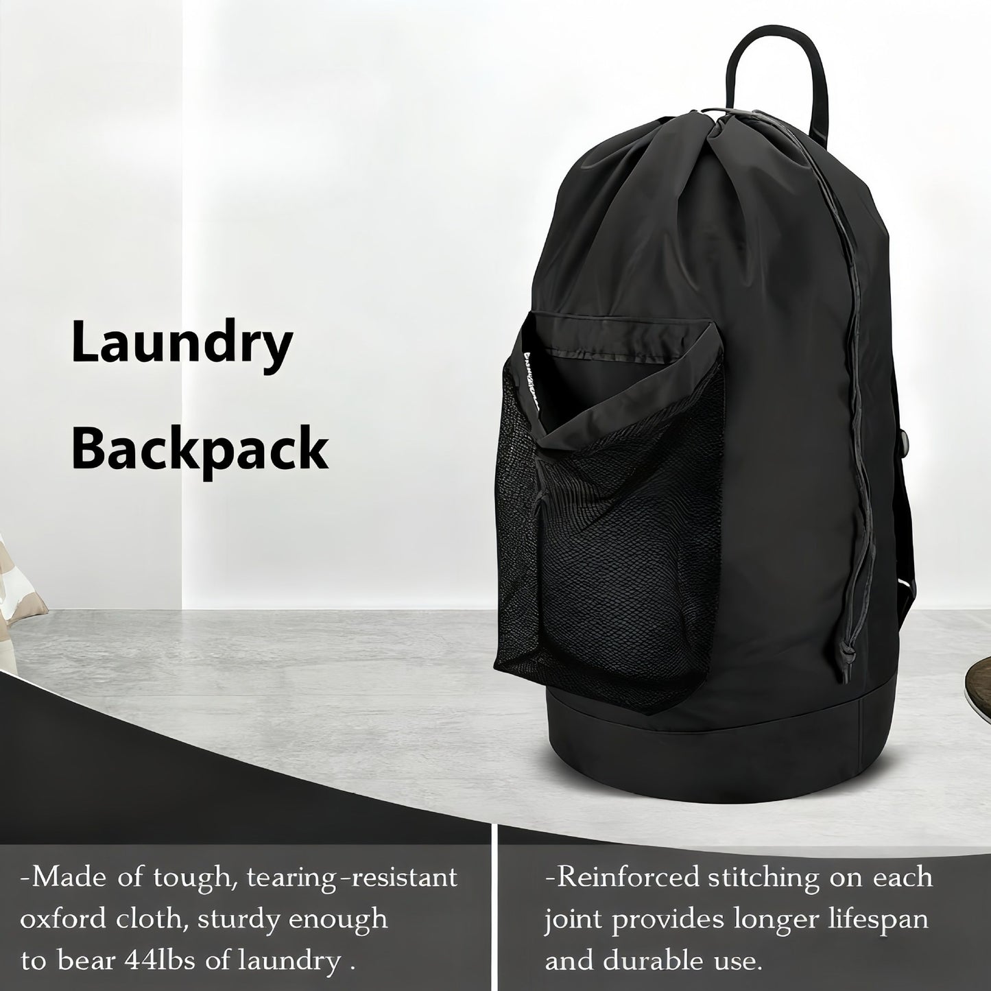 Backpack Laundry Bag Durable Nylon Hamper with Drawstring Closure