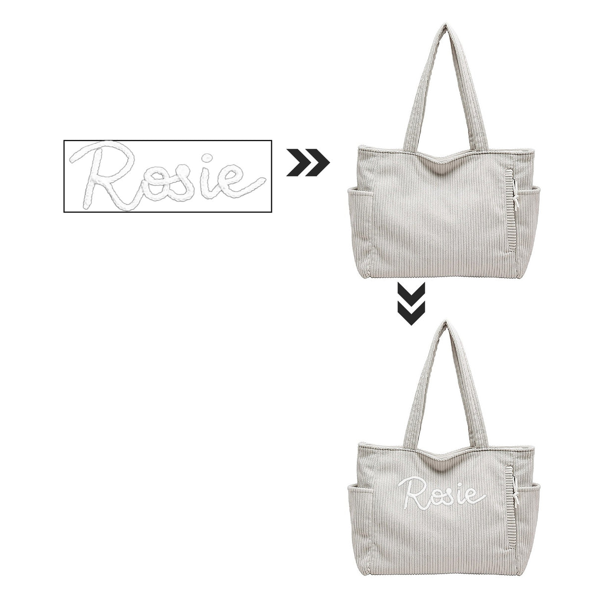 Personalized Corduroy Custom Name Tote Bag