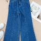 Plain Seam Detail Flared Bottom Ankle Length Jeans