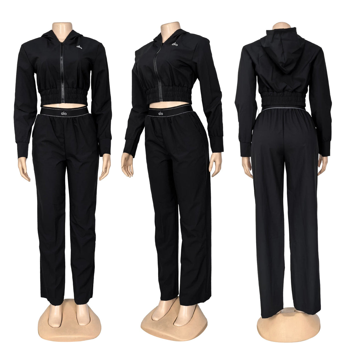 A-Two-piece set: hooded top and wide-leg trousers(Q6391)