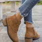 Faux Suede Zip Side Lacing Detail Ankle Boots