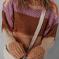 Cropped Colorblock Drop Shoulder Knitted Sweater