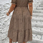 Plus Size Leopard Print Frill Trim Short Sleeve Flared Dress