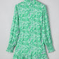 Paisley Print Long Sleeve Button Front Tied Waist Mini Dress