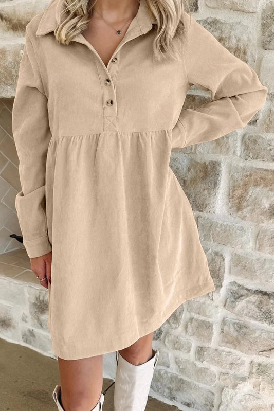 Collared Long Sleeve Mini Dress