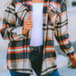 Geometric Plaid Print Pocketed Shacket