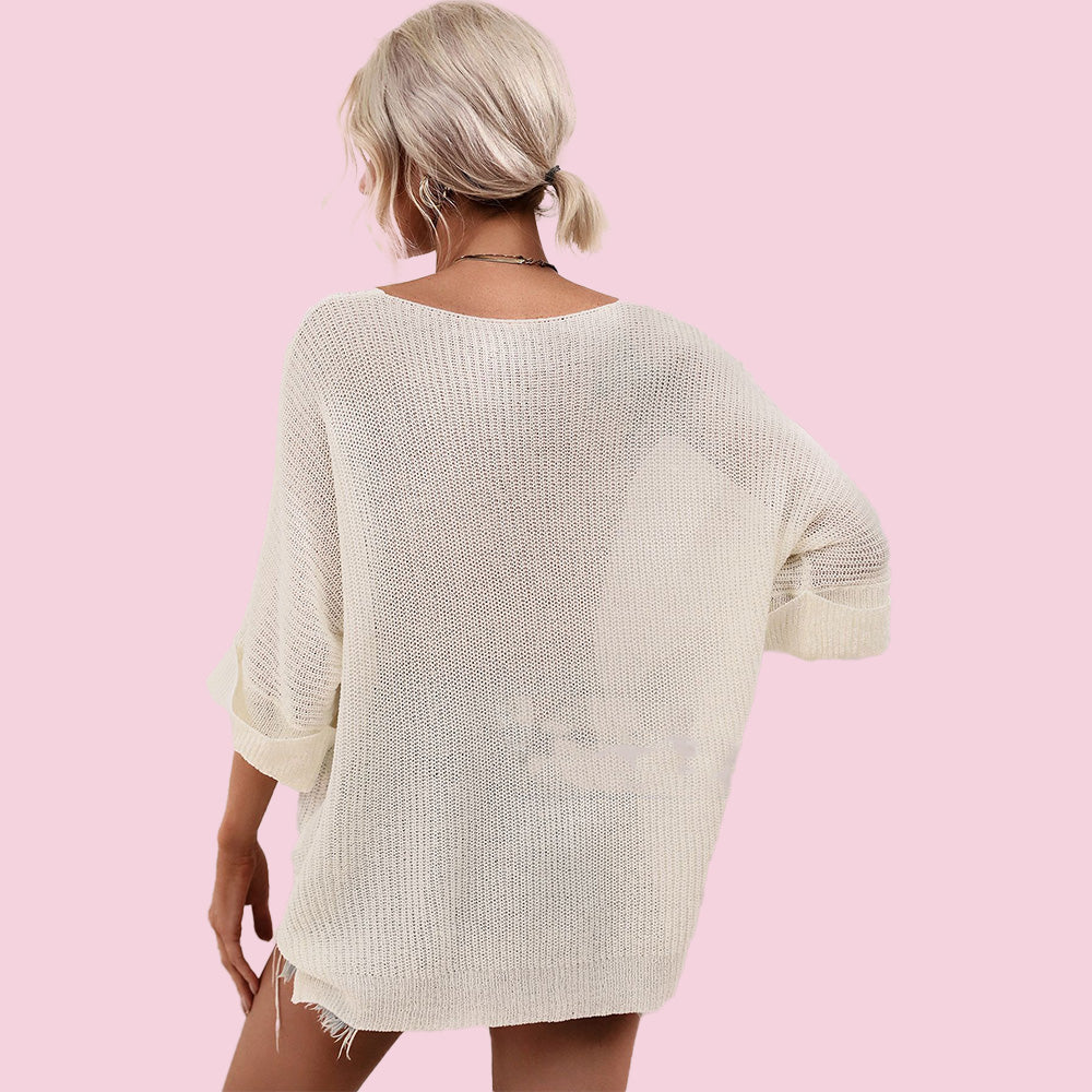 Women's Loose Open Knit Sweater Top