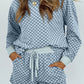 Checkerboard Long Sleeve Pullover and Shorts Set