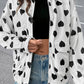 Double Flap Pocket Heart Print Collar Zip Jacket