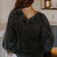 V Neck Knit Exposed Seam Drop Shoulder Loose Sweater