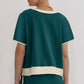 Colorblock Edge Short T Shirt and Skirt 2Pcs Set