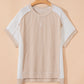 Carrot Twist Rib Colorblock Hi Low Plus Size Short Sleeve Top