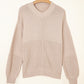 Mixed Texture Patchwork Knitted Puff Sleeve Sweater