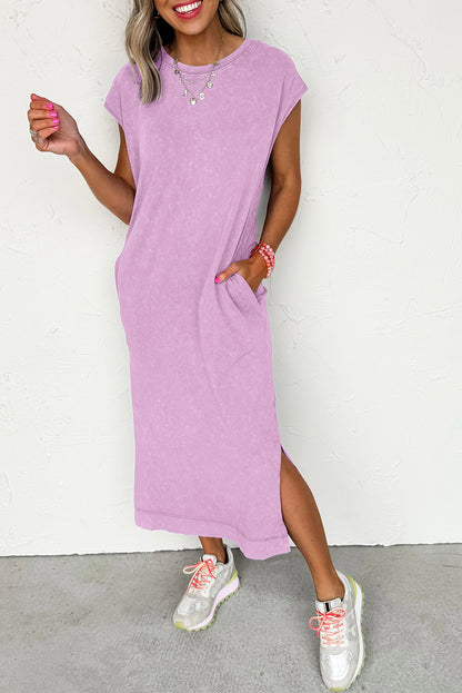 Wash Pocketed T-shirt Long Dress