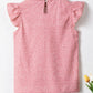 Polka Dots Ruffle Flutter Sleeve Frilled Neck Blouse
