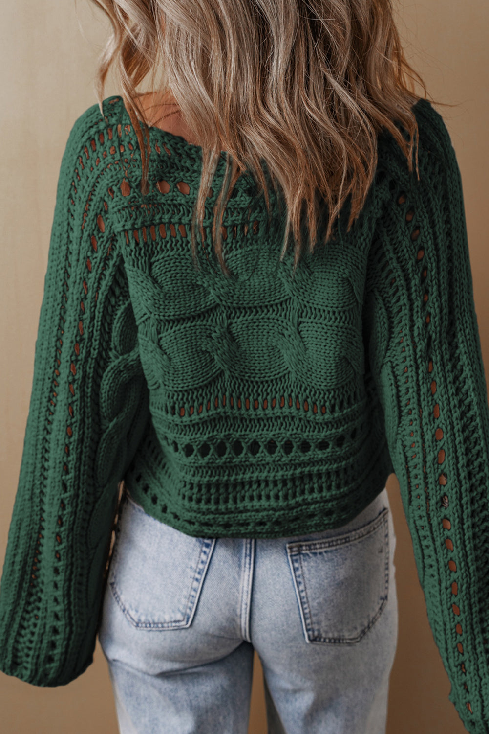 Elegant Hollow-out Knit Cropped Sweater