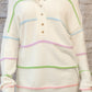 Rainbow Stripes Drop Shoulder Baggy Henley Sweater