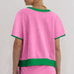 Colorblock Edge Short T Shirt and Skirt 2Pcs Set
