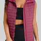 Plush Collared Quilted Zipped Puffer Vest