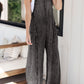 Light Wash Frayed Exposed Seam Wide Leg Denim Overall